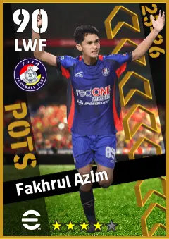 Fakhrul Azim eFootball 2026 player card — 90 OVR LWF
