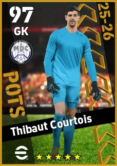 Thibaut Courtois eFootball 2026 player card — 97 OVR GK