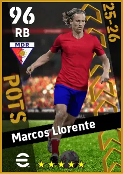 Marcos Llorente eFootball 2026 player card — 96 OVR RB