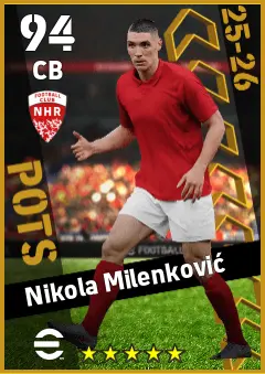 Nikola Milenkovic eFootball 2026 player card — 94 OVR CB
