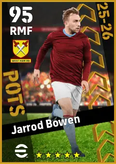 Jarrod Bowen eFootball 2026 player card — 95 OVR RMF