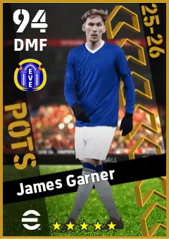 James Garner eFootball 2026 player card — 94 OVR DMF