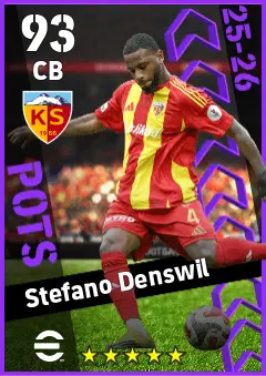 Stefano Denswil eFootball 2026 player card — 93 OVR CB