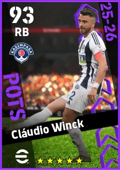 Claudio Winck eFootball 2026 player card — 93 OVR RB