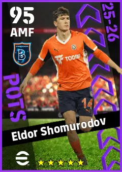 Eldor Shomurodov eFootball 2026 player card — 95 OVR AMF