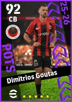 Dimitrios Goutas eFootball 2026 player card — 92 OVR CB