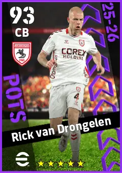 Rick van Drongelen eFootball 2026 player card — 93 OVR CB
