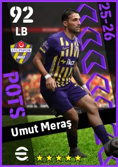 Umut Meras eFootball 2026 player card — 92 OVR LB
