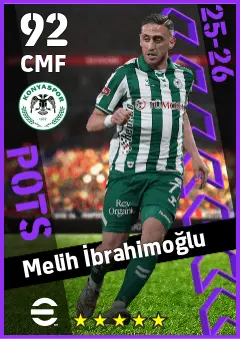 Melih Ibrahimoglu eFootball 2026 player card — 92 OVR CMF