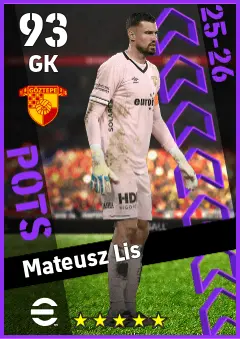 Mateusz Lis eFootball 2026 player card — 93 OVR GK