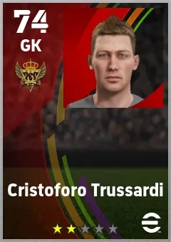 Cristoforo Trussardi eFootball 2026 player card — 74 OVR GK