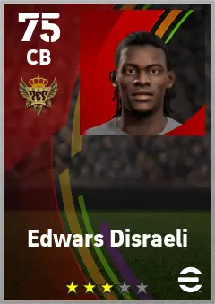 Edwars Disraeli eFootball 2026 player card — 75 OVR CB