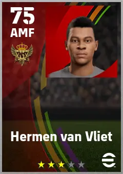 Hermen van Vliet eFootball 2026 player card — 75 OVR AMF