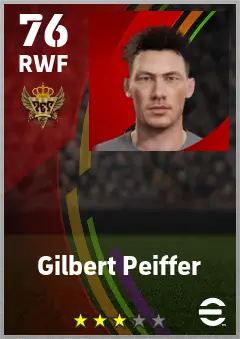 Gilbert Peiffer eFootball 2026 player card — 76 OVR RWF
