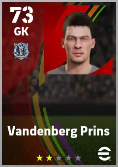 Vandenberg Prins eFootball 2026 player card — 73 OVR GK