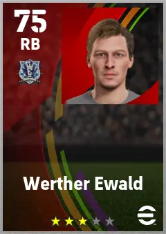 Werther Ewald eFootball 2026 player card — 75 OVR RB