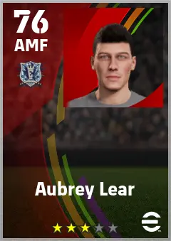 Aubrey Lear eFootball 2026 player card — 76 OVR AMF