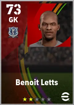 Benoit Letts eFootball 2026 player card — 73 OVR GK