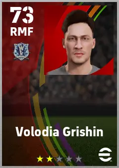 Volodia Grishin eFootball 2026 player card — 73 OVR RMF