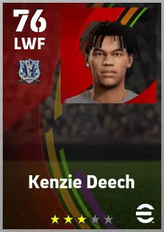 Kenzie Deech eFootball 2026 player card — 76 OVR LWF