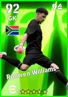 Ronwen Williams eFootball 2026 player card — 92 OVR GK