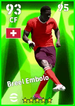 Breel Embolo eFootball 2026 player card — 93 OVR CF