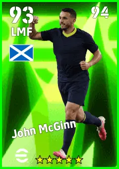John McGinn eFootball 2026 player card — 93 OVR LMF