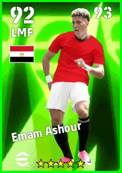 Emam Ashour eFootball 2026 player card — 92 OVR LMF