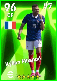 Kylian Mbappe eFootball 2026 player card — 96 OVR CF