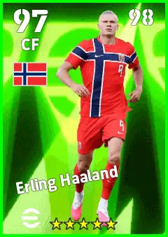 Erling Haaland eFootball 2026 player card — 97 OVR CF