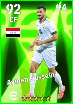 Aymen Hussein eFootball 2026 player card — 92 OVR CF
