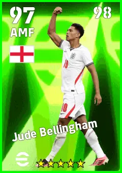 Jude Bellingham eFootball 2026 player card — 97 OVR AMF