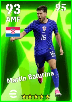 Martin Baturina eFootball 2026 player card — 93 OVR AMF
