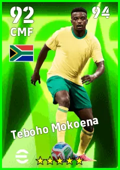 Teboho Mokoena eFootball 2026 player card — 92 OVR CMF