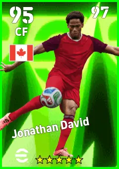 Jonathan David eFootball 2026 player card — 95 OVR CF