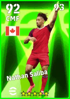 Nathan Saliba eFootball 2026 player card — 92 OVR CMF