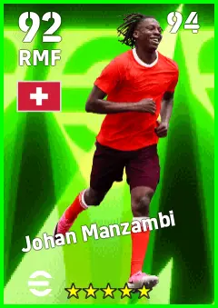 Johan Manzambi eFootball 2026 player card — 92 OVR RMF