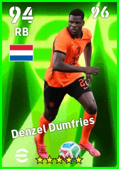 Denzel Dumfries eFootball 2026 player card — 94 OVR RB