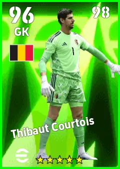Thibaut Courtois eFootball 2026 player card — 96 OVR GK