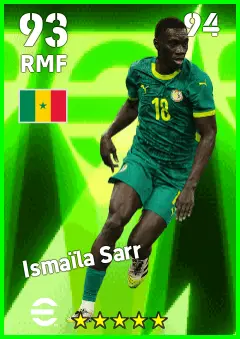 Ismaila Sarr eFootball 2026 player card — 93 OVR RMF
