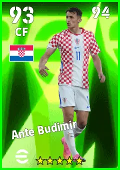 Ante Budimir eFootball 2026 player card — 93 OVR CF