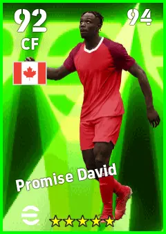 Promise David eFootball 2026 player card — 92 OVR CF