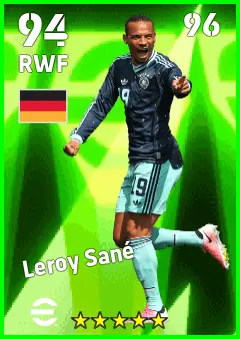 Leroy Sane eFootball 2026 player card — 94 OVR RWF