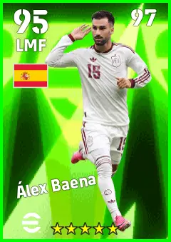 Alex Baena eFootball 2026 player card — 95 OVR LMF