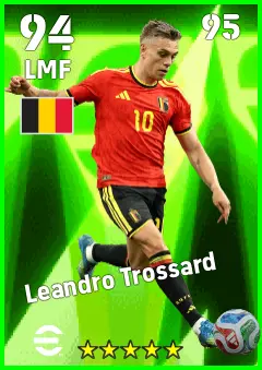 Leandro Trossard eFootball 2026 player card — 94 OVR LMF
