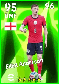 Elliot Anderson eFootball 2026 player card — 95 OVR DMF