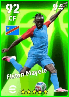 Fiston Mayele eFootball 2026 player card — 92 OVR CF