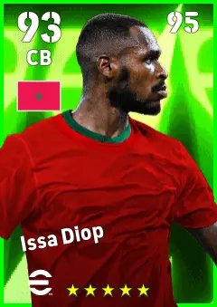Issa Diop eFootball 2026 player card — 93 OVR CB