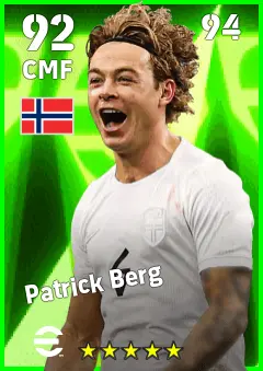 Patrick Berg eFootball 2026 player card — 92 OVR CMF