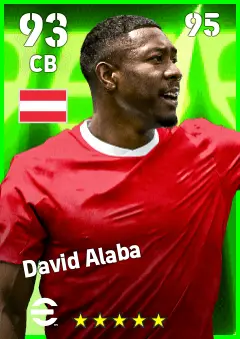 David Alaba eFootball 2026 player card — 93 OVR CB